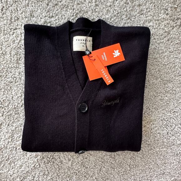 Men's YoungLA Classic Cardigan Sweater XL, Black, NWT - Picture 4 of 5